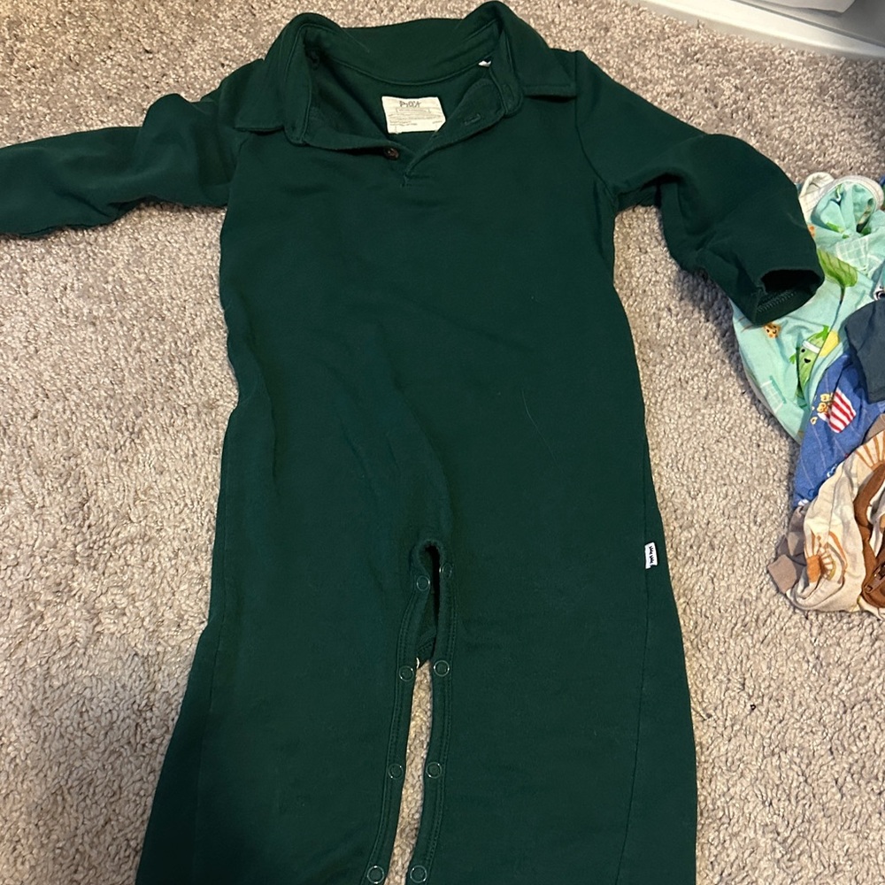Little Sleepies Dark Green Kids Footie